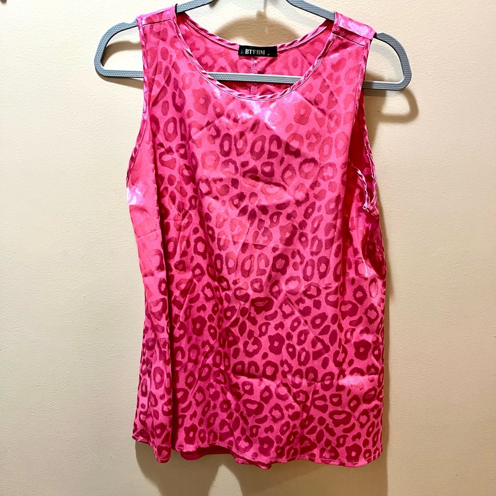 BTFBM Pink Leopard Print Blouse Size Medium